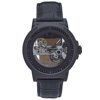 Heritor Automatic Xander Semi Skeleton Leather Band Watch In Black