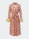 ANDREEVA ANDREEVA PEACH COAT № 23 WITH DETACHABLE FEATHERS CUFFS