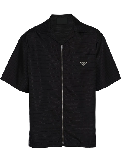 Prada Re-nylon Short-sleeved Shirt In Black