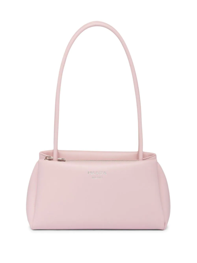 Prada Small Logo-embossed Shoulder Bag In Pink