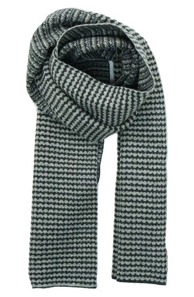 Portolano Intarsia Knit Scarf In Charcoal/ Light Grey