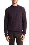 14th & Union 14th And Union Cotton Cashmere Quarter Zip Trim Fit Sweater In Purple Depth