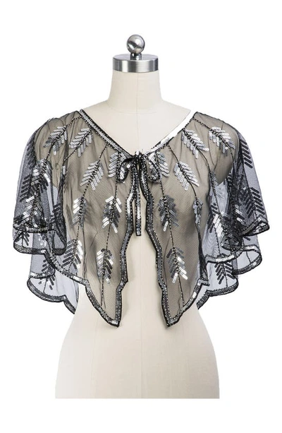 Saachi Sequin Mesh Capelet In Black