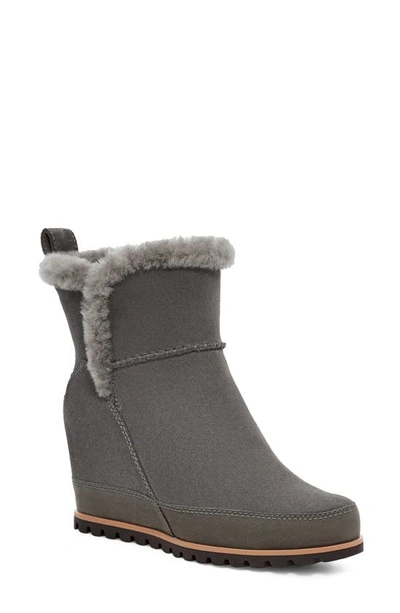 Ugg Malvella Waterproof Boot With Genuine Shearling Trim In Charcoal Suede