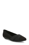 Anne Klein Oalise Pointed Toe Flat In Black/ Black Fabric