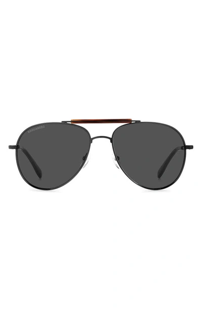 Dsquared2 56mm Aviator Sunglasses In Dark Ruthenium / Grey