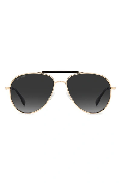 Dsquared2 56mm Aviator Sunglasses In Gold Black / Grey Shaded