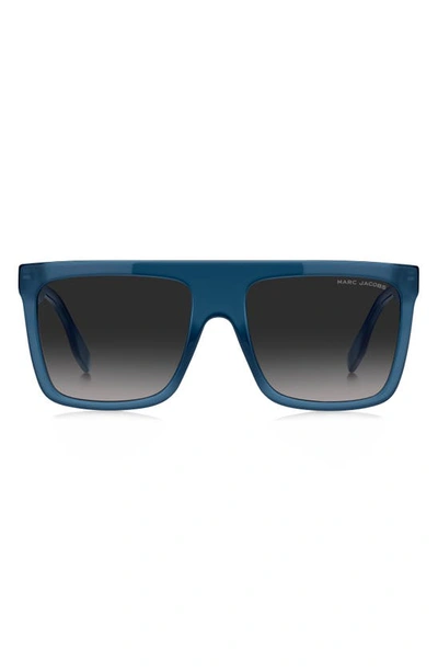 Marc Jacobs 57mm Flat Top Sunglasses In Blue / Grey Shaded