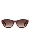 Moschino 55mm Rectangle Sunglasses In Burgundy