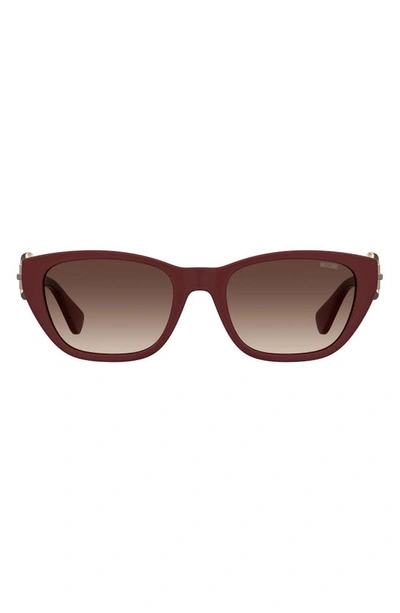 Moschino 55mm Rectangle Sunglasses In Burgundy / Brown Gradient