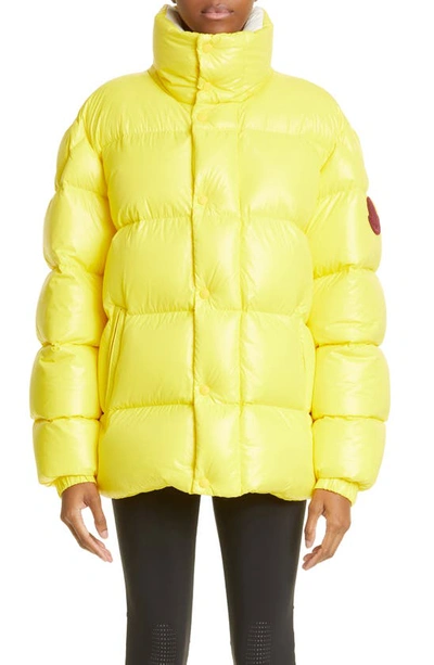 Moncler Dervox Recycled Nylon Down Puffer Jacket In Yellow