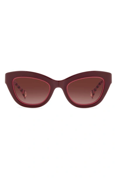 Carolina Herrera 51mm Gradient Cat Eye Sunglasses In Burgundy Pink / Burgundy