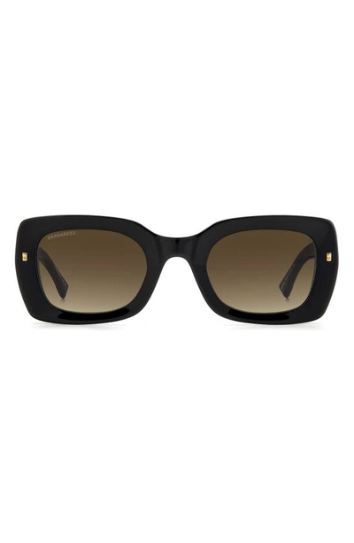 Dsquared2 51mm Rectangular Sunglasses In Black / Brown Gradient