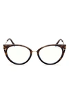 Tom Ford 54mm Blue Light Blocking Cat Eye Glasses In Dark Havana