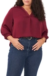 Vince Camuto Rumple Satin Blouse In Crisp Merlot