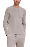 Barefoot Dreams Pigment Waffle Long Sleeve Henley In Nickle