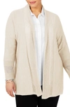 Foxcroft Mixed Stitch Open Front Cardigan In Birch Wood