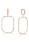 Crislu Hexagon Drop Huggie Hoop Earrings In Rose Gold