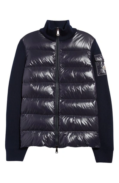 Moncler Down-panelled High-neck Wool Cardigan In Nocolor