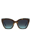Missoni 54mm Cat Eye Sunglasses In Havana Teal/ Grey Shaded Blue