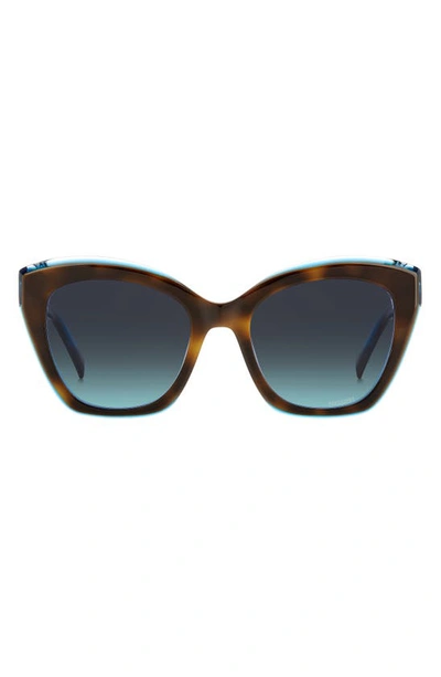 Missoni 54mm Cat Eye Sunglasses In Havana Teal/ Grey Shaded Blue