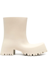 Balenciaga Trooper Block-heel Rubber Boots In Neutrals