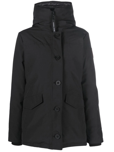 Canada Goose Logo-patch Hooded Parka In Black