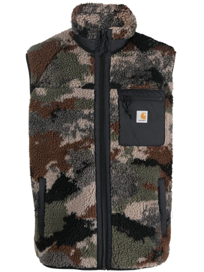 Carhartt Wip Prentis Black Camouflage Vest In Green,khaki,brown