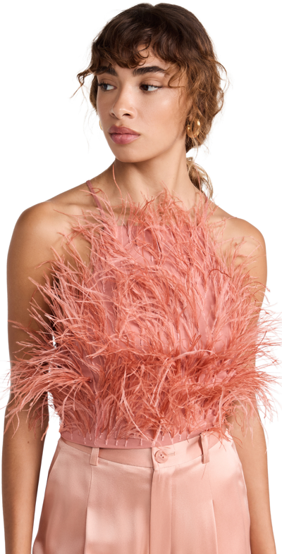 Cult Gaia Joey Open-back Feathered Crepe De Chine Top In Jaipur