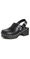 Re/done 70s Studded Leather Slingback Clogs In Worn Black Leather