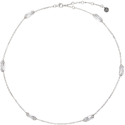 Alan Crocetti Silver Crystal Chain Necklace In Rhodium Vermeil