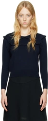 SEE BY CHLOÉ NAVY RUFFLE SWEATER