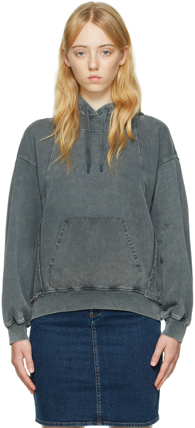 See By Chloé Embroidered-logo Drawstring Hoodie In 070 Ash Black
