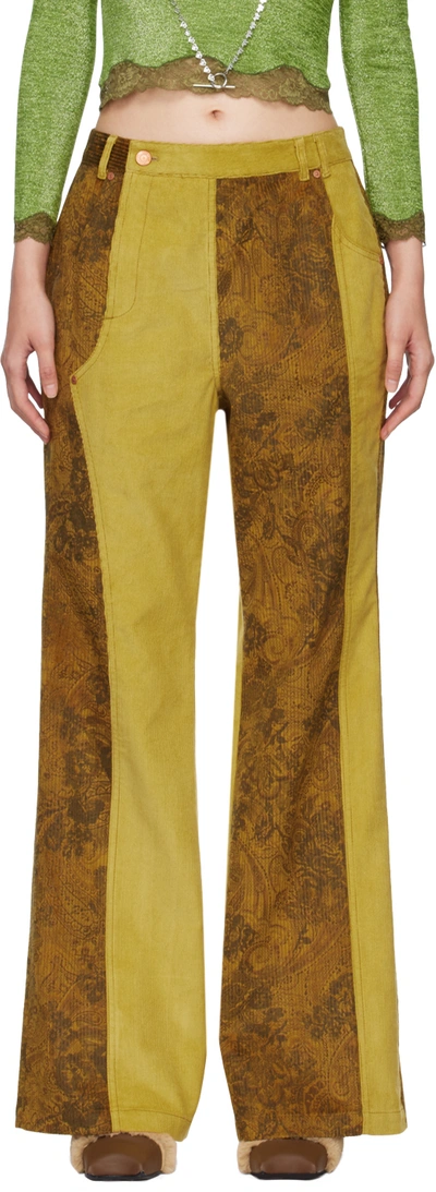 Andersson Bell Corduroy Patchwork Wide-leg Trousers In Mustard Mustrd