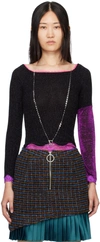 Andersson Bell Off-the-shoulder Butterfly Chain Lace Top In Black