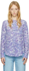 Isabel Marant Paisley-print Long-sleeve Shirt In 30ib Ice Blue