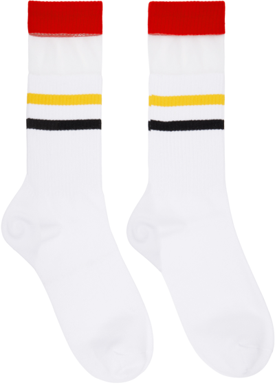 Jw Anderson White Striped Socks In 001 White