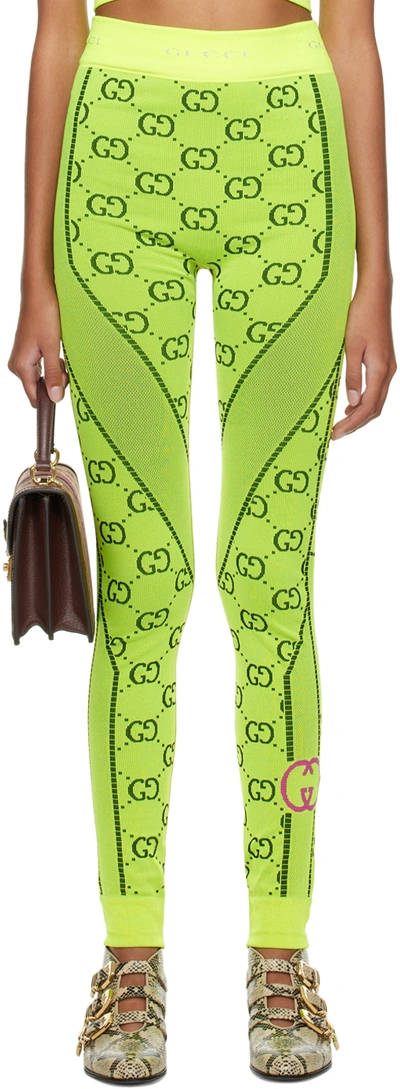 Gucci Leggings Mit Gg-jacquardmuster In Yellow & Orange