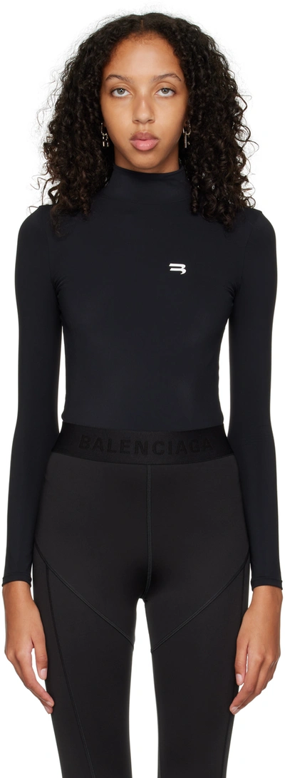 Balenciaga Long Sleeve One-piece Swimsuit In 1000 Black