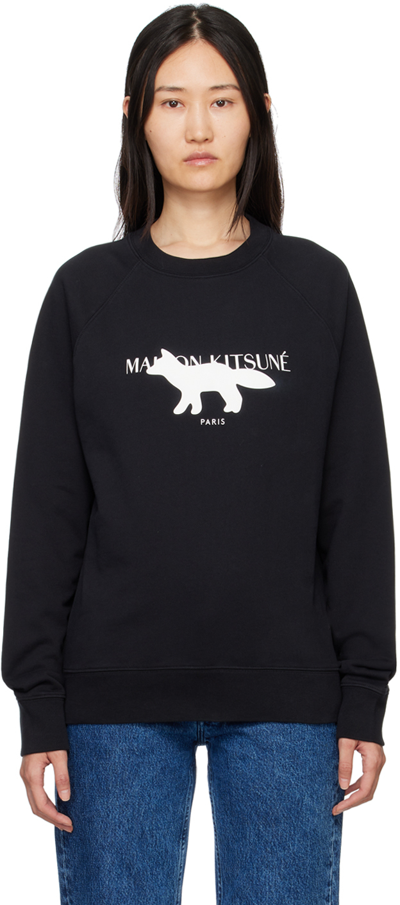 Maison Kitsuné Black Fox Stamp Sweatshirt In P199 Black