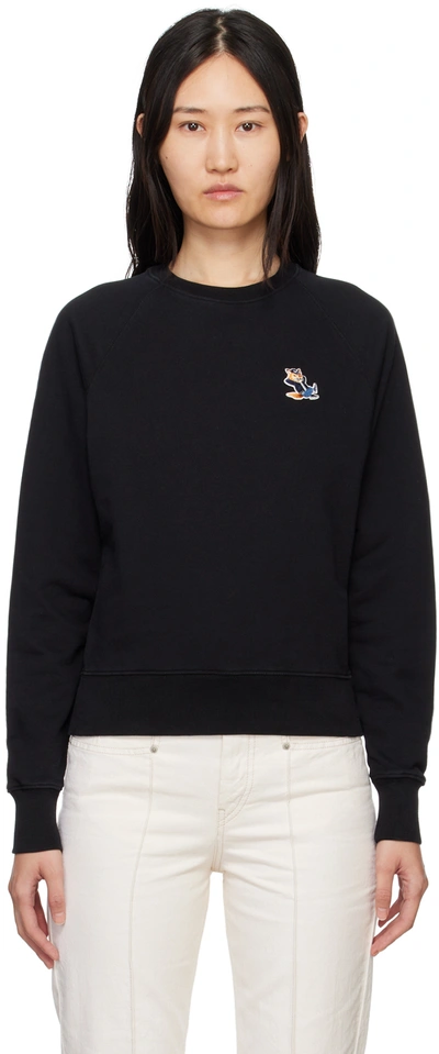 Maison Kitsuné Dressed Fox Patch Adjusted Sweatshirt In Black