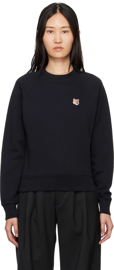 Maison Kitsuné Black Fox Head Sweatshirt In P199 Black