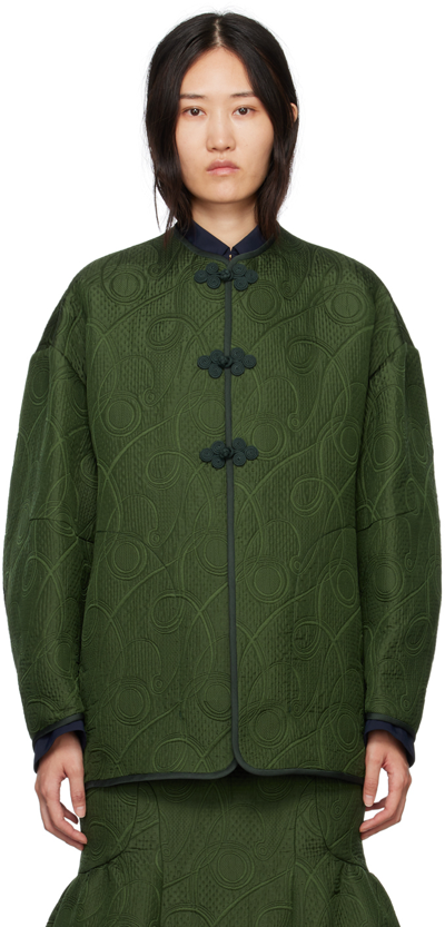 Mame Kurogouchi Green Jomon Arabesque Jacket | ModeSens
