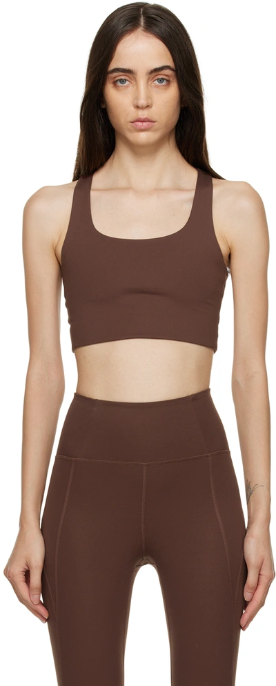 Girlfriend Collective Brown Paloma Sports Bra In Earth