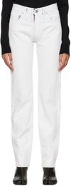 Maison Margiela Bianchetto Handpainted Staright-leg Jeans In 967 White Crack