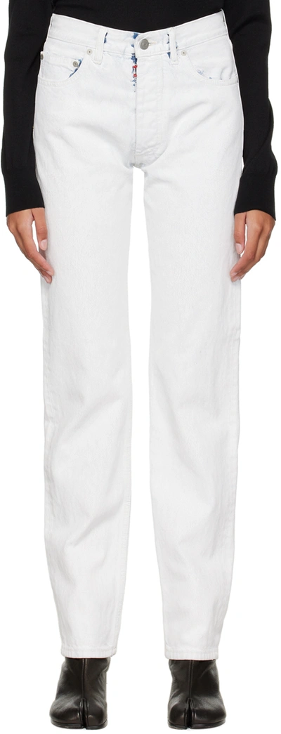 Maison Margiela Bianchetto Handpainted Staright-leg Jeans In White