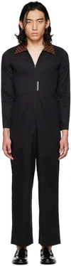Connor Mcknight Black Chess Collar Embroidered Jumpsuit In Black