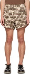 Connor Mcknight Brown & Beige Checkerboard Shorts In Multi