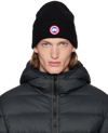 Canada Goose Black Ribbed Arctic Disc Beanie In Black