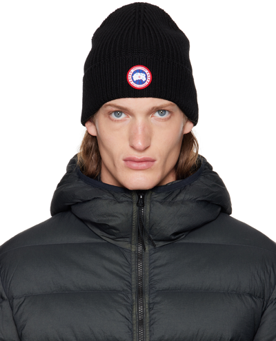 Canada Goose Black Ribbed Arctic Disc Beanie
